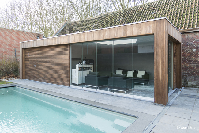 Berg maat maak je geïrriteerd Houten poolhouse op maat: prijs & foto's landelijk & modern.